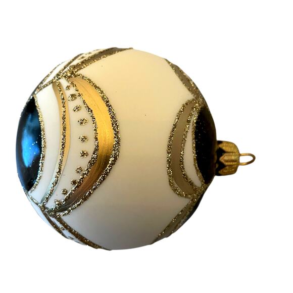 Set 6 Vitbis BLACK GOLD Glass Christmas Ornaments 3in Handcrafted in Poland NEW - Picture 3 of 15